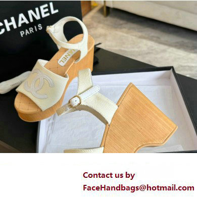 Chanel Fabric  &  Patent Calfskin Sandals G45555 White 2024